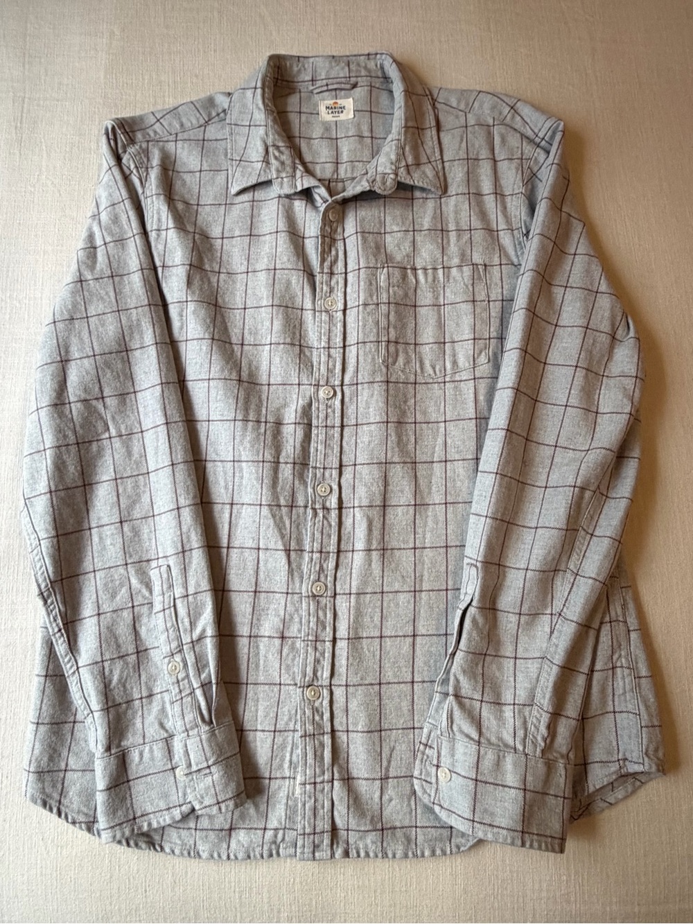 Marine Layer Shirt Mens Large Multi Gray Cotton Check Button Up